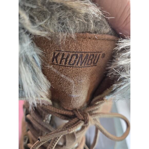 KHOMBU Nordic 2 Snow Boots Womens Size 10 Brown Suede Rubber Winter Faux Fur - Picture 5 of 13